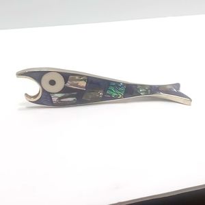 Vintage Silver and abalone bottle opener